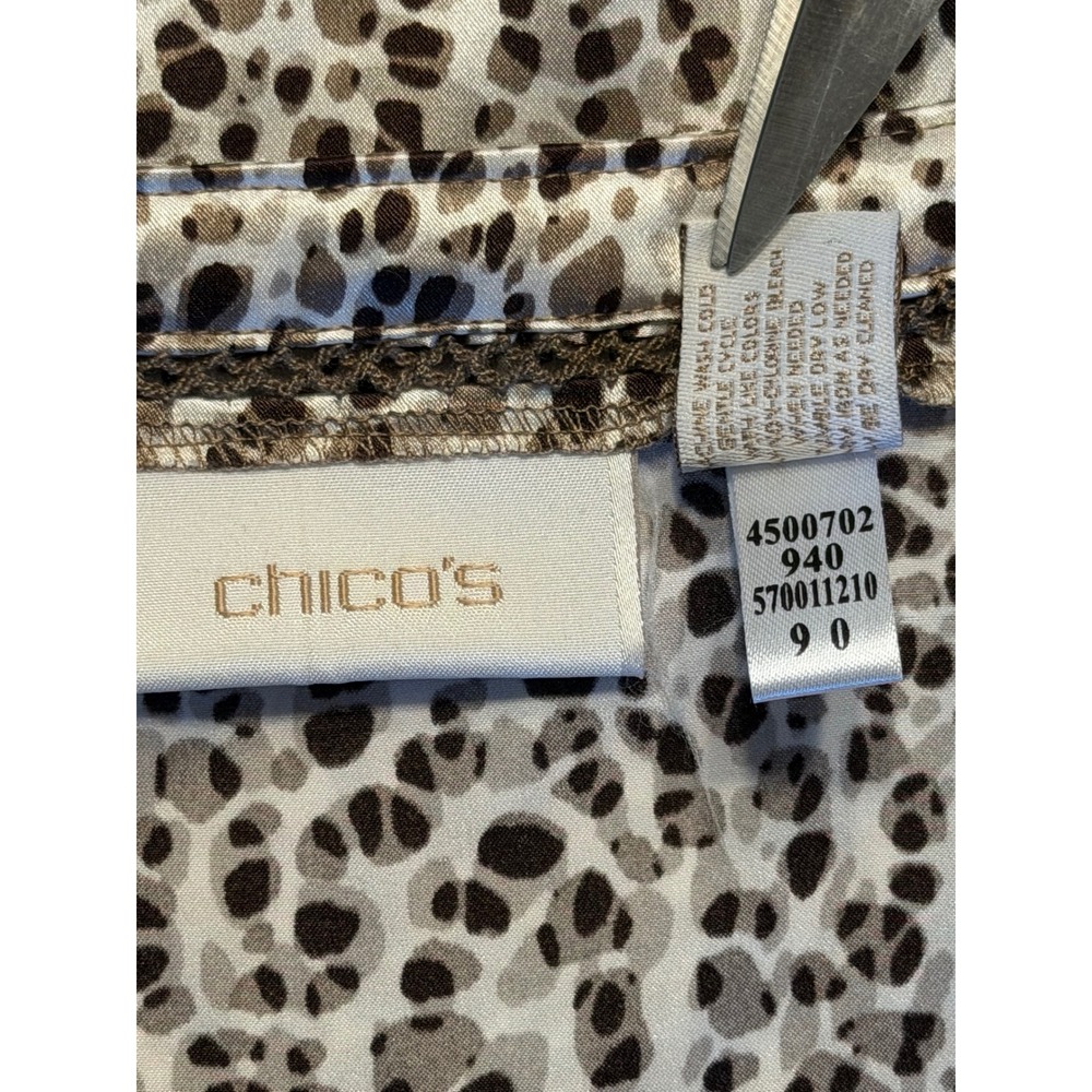 Chicos Cheetah Print Tank Top Brown Tan Chain Trim Sleeveless Size 1 (8/10) - Picture 4 of 4